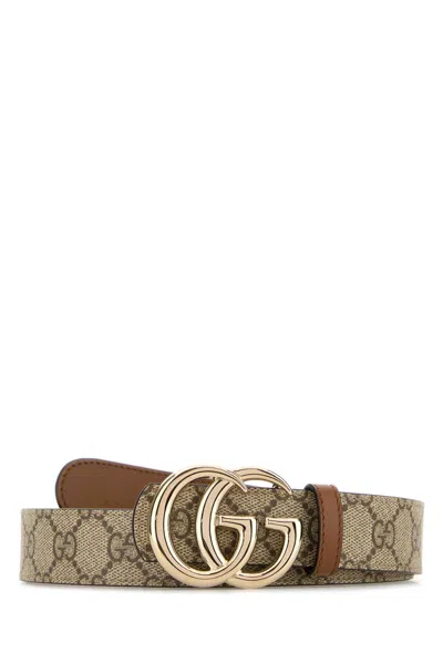 Gucci Women Printed Canvas Reversible Belt In Brown