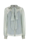 Gucci Light Blue Printed Chiffon Shirt In Multicolor
