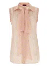 Gucci Sheer Fabric Sleeveless Shirt With Bow Detail