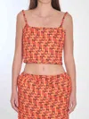Gucci Printed Crop Top In Orange
