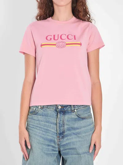 GUCCI GUCCI WOMEN PRINTED LOGO T-SHIRT