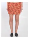 Gucci Orange Skirt With Elastic Waist And All-over Horsebit Print In Cotton Woman