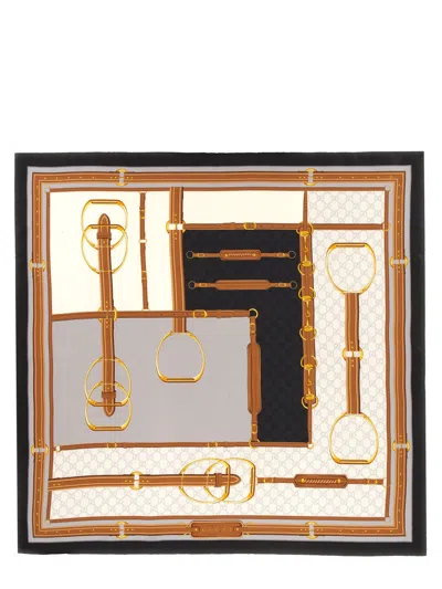 Gucci Women Printed Silk Carre In Gray