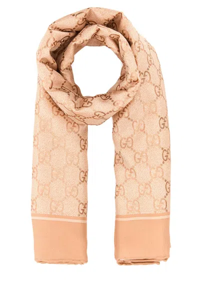 Gucci Women Printed Silk Foulard In Gold
