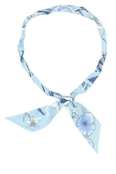 Gucci Women Printed Silk Foulard In Blue