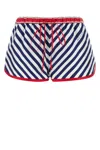 Gucci Silk Shorts With Striped Pattern And Trim In Blue