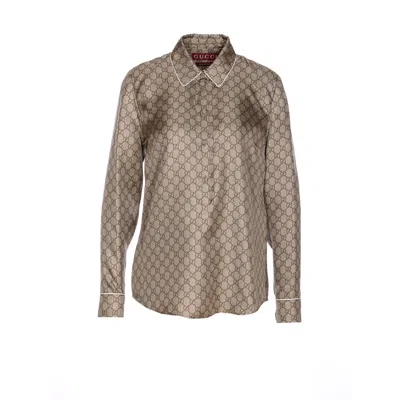 GUCCI GUCCI WOMEN PRINTED SILK TWILL SHIRT