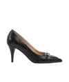 Gucci Calf Leather Bos Taurus Mid Heel Pumps In Animal Print