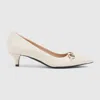 Gucci Gg Horsebit Leather Pumps In White