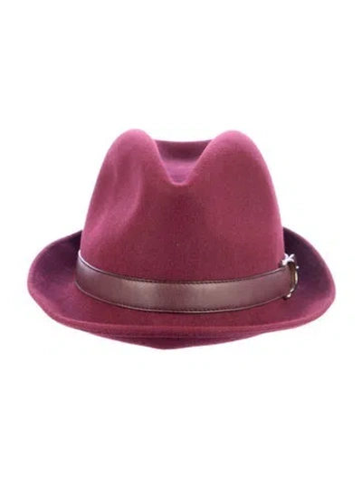 Pre-owned Gucci Women's Rabbit Felt Fedora In Burgundy