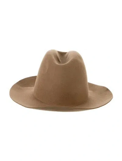 Pre-owned Gucci Women's Rabbit Felt Wide Brim Hat In Neutral
