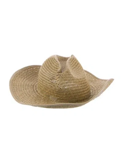 Pre-owned Gucci Women's Raffia Wide-brim Straw Hat In Neutral