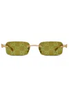 Gucci Metal Frame Rectangular Lens Sunglasses In Yellow