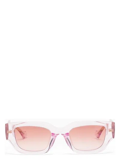 GUCCI WOMEN'S RECTANGULAR PINK/TRANSPARENT SUNGLASSES | 778259J1691