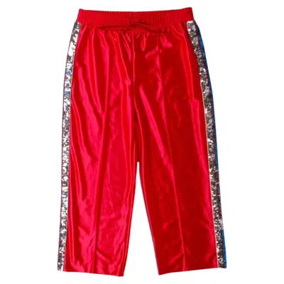 Pre-owned Gucci Women's Red Sequined Sweatpants, Size Small, Excellent Condition