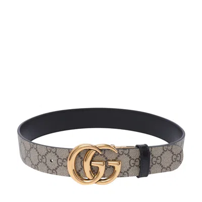 Gucci Women Reversible Gg Marmont Belt In Beige