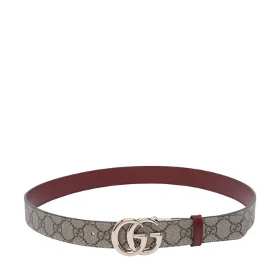 Gucci Women Reversible Gg Marmont Logo Belt In Gray