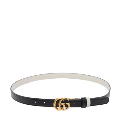Gucci Women Reversible Gg Marmont Thin Belt In Black