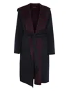 Gucci Navy Blue Wool Blend Reversible Coat In Black