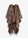 Gucci Women Reversible Jumbo Gg Cashmere Cape In Brown