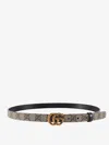 Gucci Women Reversible Supreme Gg Fabric And Leather Belt In Multi