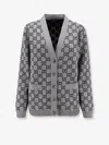 Gucci Women Reversible Wool Cardigan With Gg Motif In Gray