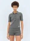 Gucci Women Rib Wool Polo Shirt In Gray