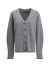 Gucci Women Ribbed Knit Wool Cardigan In Gray