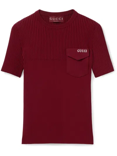 Gucci Women Ribbed T-shirt In Red