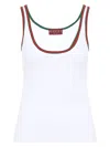 Gucci White Ribbed Top With Web Detail On The Edges In Cotton Woman In White