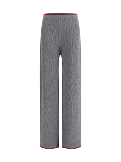 Gucci Womens Dusty Dark Grey Mc Ribbed Straight-leg Wool Knit Trousers In Gray