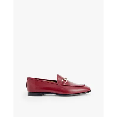 Gucci Womens Rosso Ancora Jordaan Horsebit-embellished Leather Loafers In Red