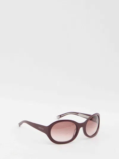 Gucci Frame Circular Sunglasses Metal Tips In Purple
