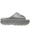 Gucci Women's Rubber Gg Logo Glittered Slide Sandal (authentic Pre-loved) In Gray