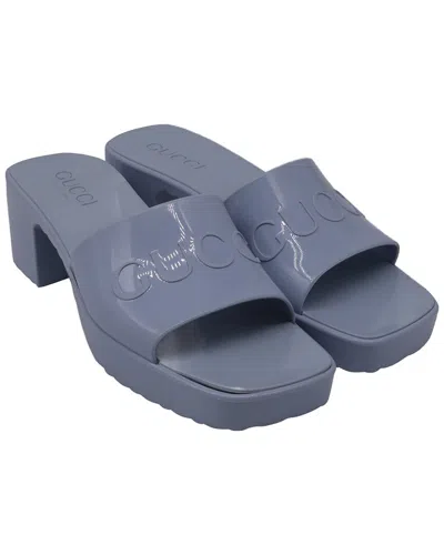 Pre-owned Gucci Women's Rubber Logo Platform Slide Sandal (authentic Pre-loved)