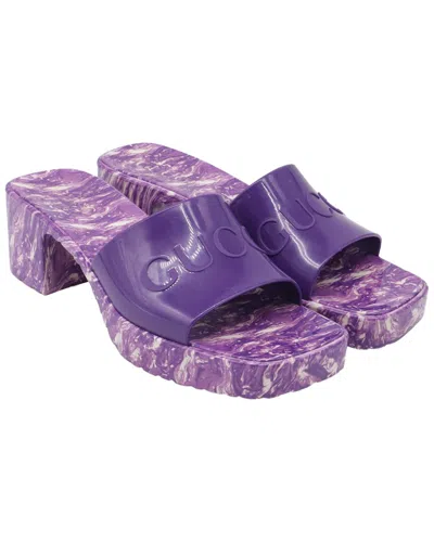 Gucci Women's Rubber Logo Slide (authentic Pre-loved) In Purple