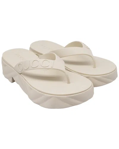 Gucci Women's Rubber Tarifa 50 Logo-embossed Thong Sandal (authentic Pre-  Loved) In White