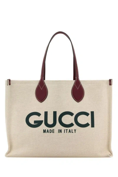 Gucci Women Sand Canvas Shopping Bag In Brown