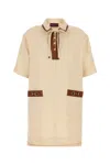 Gucci Linen Mini Dress Bow Detail In Neutral