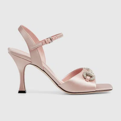 Gucci Women's Sandal With Crystal Horsebit In Pink
