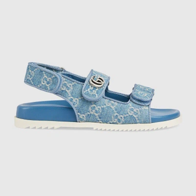 Gucci Moritz Monogram Easy Slingback Sandals In Blue