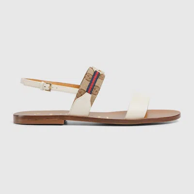 Gucci Women's Sandal With Interlocking G And Web In White