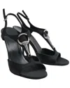 Gucci Women's Satin Crystal-embellished T-strap Sandal (authentic Pre-loved) In Black