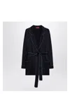 Gucci Dark Blue Satin Shirt With Gg Detail Women In Blue