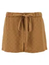 Gucci Satin Shorts Gg Bermuda And Short Brown In Brown