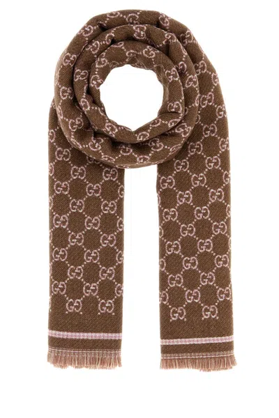 Gucci Women Scarf New Lux Stenmix 47x180 In Brown