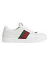 Gucci Screener White Low Top Sneakers With Web Detail In Leather Man In White