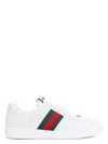 Gucci Leather Sneakers With Lateral Web Band In White