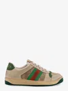 Gucci Screener Embellished Canvas-trimmed Distressed Leather Sneakers In Multi