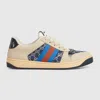 Gucci Screener Gg Leather-trimmed Denim Sneakers In Blue